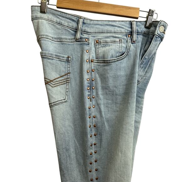 Idyllwind Miranda Lambert Light Wash Side Studded Flare Jeans 10Wx34L Distressed - Picture 7 of 10